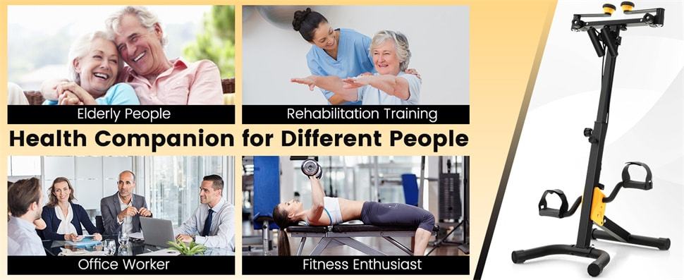 Foldable Pedal Exerciser for Seniors, Rehab Pedal Bike with Adjustable Resistance & Height, Full-Body Home Rehab, Hand/Arm/Leg Therapy for Elderly