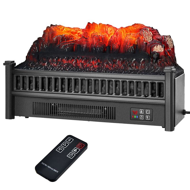 1400W Electric Fireplace Log Heater, Realistic Ember Bed Insert with Remote Control, Adjustable Flame Brightness & Temperature, Overheat Protection