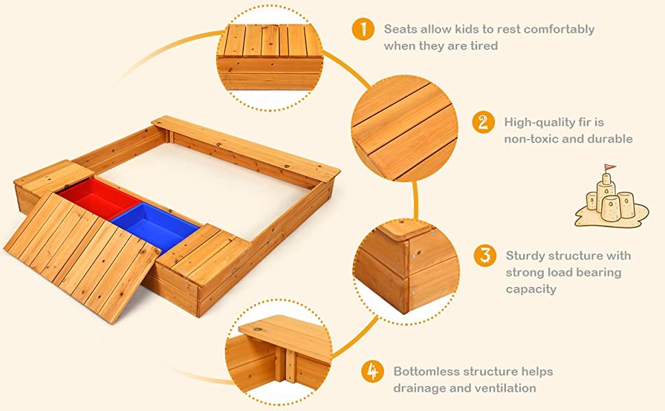 kids cedar sandbox kids outdoor playset bestoutdor.com