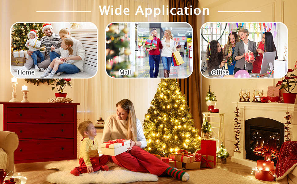 4.5ft Pre-lit Spruce Christmas Tree Hinged Artificial Xmas Tree with 200 LED Lights & Solid Metal Stand