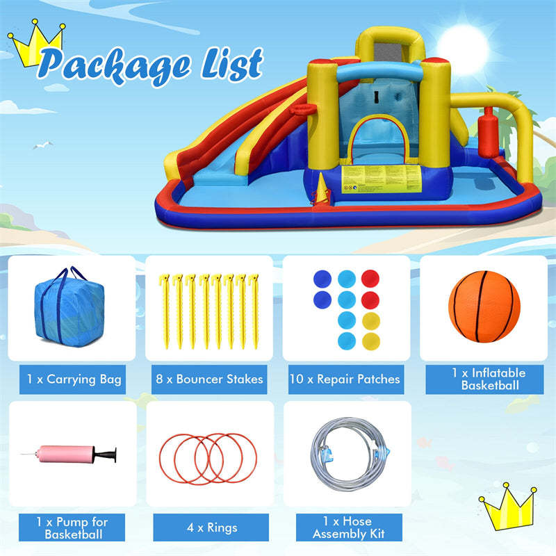 7 in 1 Outdoor Kids Giant Inflatable Water Slide Bounce House Jumping Castle Combo without Blower