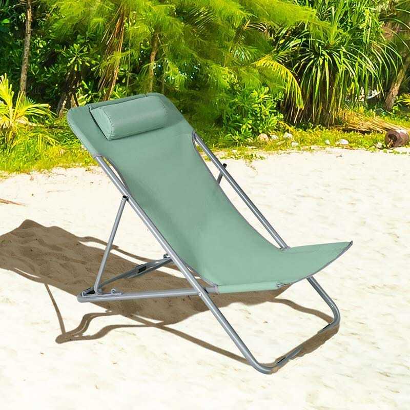 2-Pack Beach Chairs, Folding Lounge Chairs with Adjustable