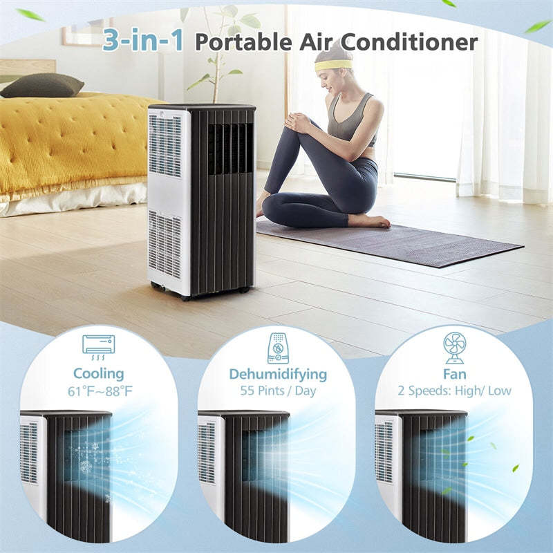 10000 BTU Portable Air Conditioner 3-in-1 AC Cooling Unit with Dehumidifier, Remote Control & Window Kit