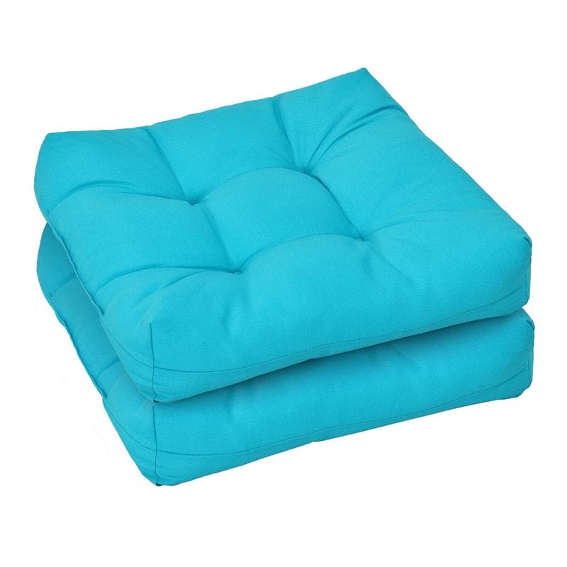 Set of 2 Waterproof Tufted Patio Chair Cushions with High Elasticity, 21" x 21" Deep Seat Square Pillows for Indoor & Outdoor Furniture