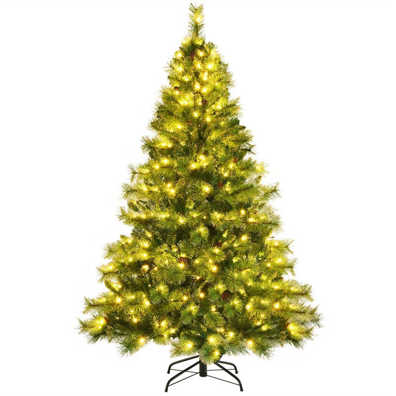 6FT Pre-lit Hinged Artificial Christmas Tree with 777 Glitter Tips and 350 LED Lights