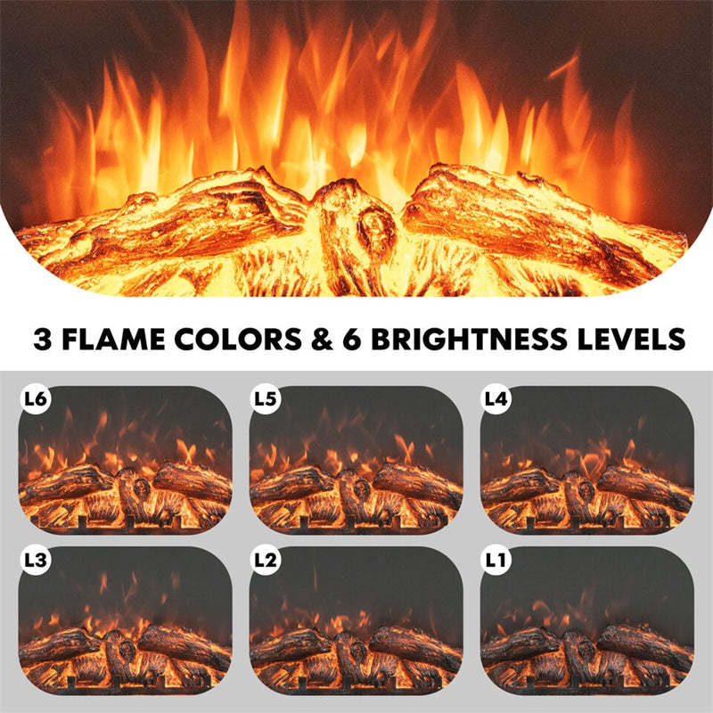 26 Inch Recessed Electric Fireplace Insert Embedded Fireplace Heater with LED Panel Remote Control