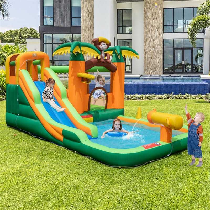 Pool Slide HONEY JOY 5-in-1 Inflatable Water Slide Climbing Wall