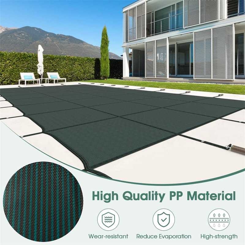 Safety Pool Cover for 40 x 20FT Inground Swimming Pools, Rectangle Winter Leaf Net Pool Cover with Mesh & Installation Tools for Backyard Yard