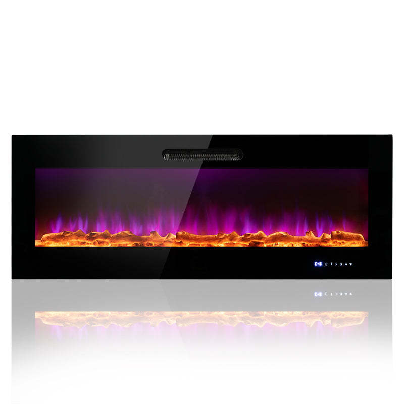 50" Electric Fireplace Insert 5000 BTU Recessed Wall Mounted Fireplace Heater with Decorative Crystal, Dual Control & 9-Level Adjustable Flame