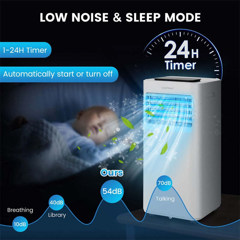 8000 BTU Portable Air Conditioner 3-in-1 Room AC Unit with Fan, Dehumidifier & Sleep Modes, Remote Control, Window Kit