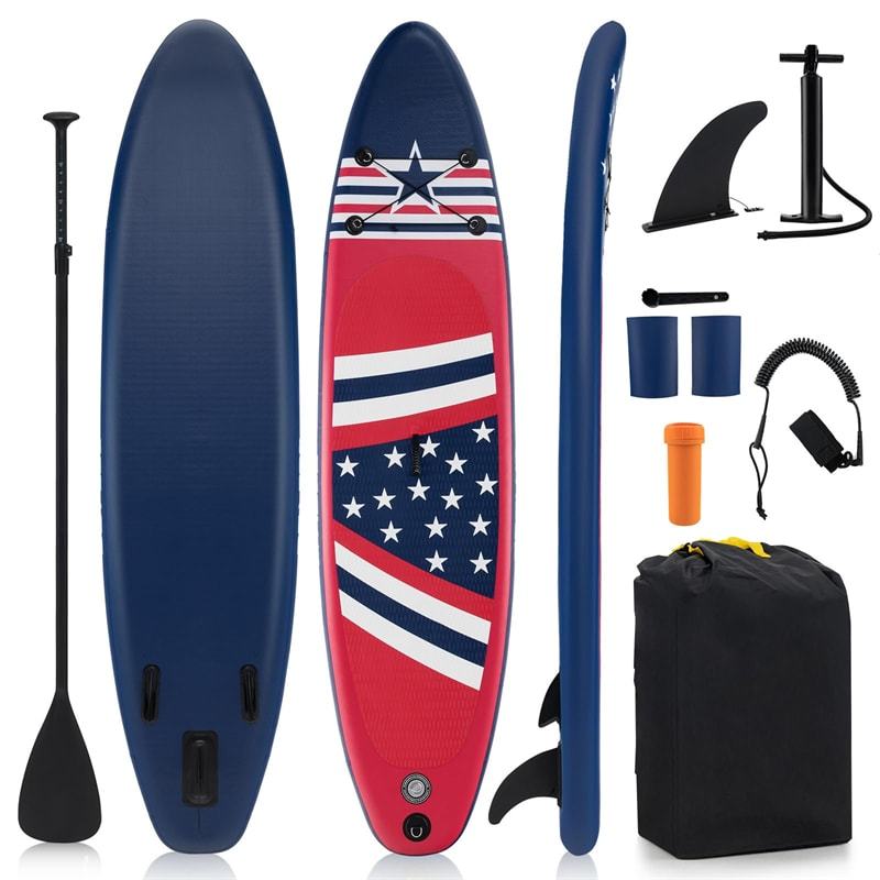 10' Inflatable Stand Up Paddle Board, Portable SUP Board with Adjustable Paddle, 5 D Rings, Backpack, Hand Pump, Repair Kit for Youth & Adults
