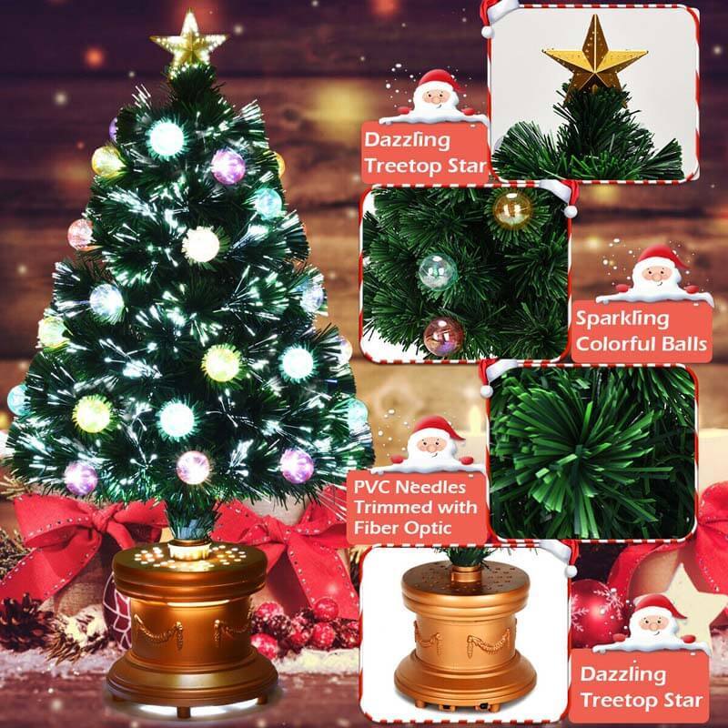 3FT Pre-Lit Fiber Optical Firework Christmas Tree