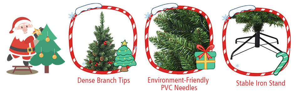 Pre-lit Hinged Pencil Artificial Christmas Tree w/ Pine Cones Red Berries and LED Lights