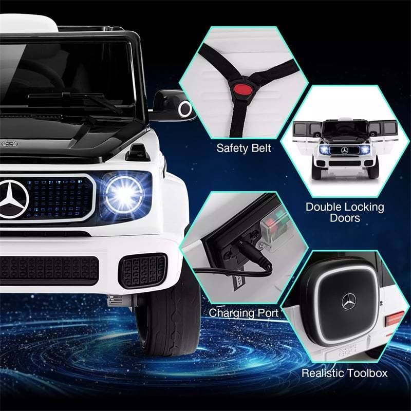 12V Kids Ride-On Car, Licensed Mercedes-Benz EQG, Children's 4WD Electric Vehicle with Remote Control, Detachable Battery, LED Lights & Music