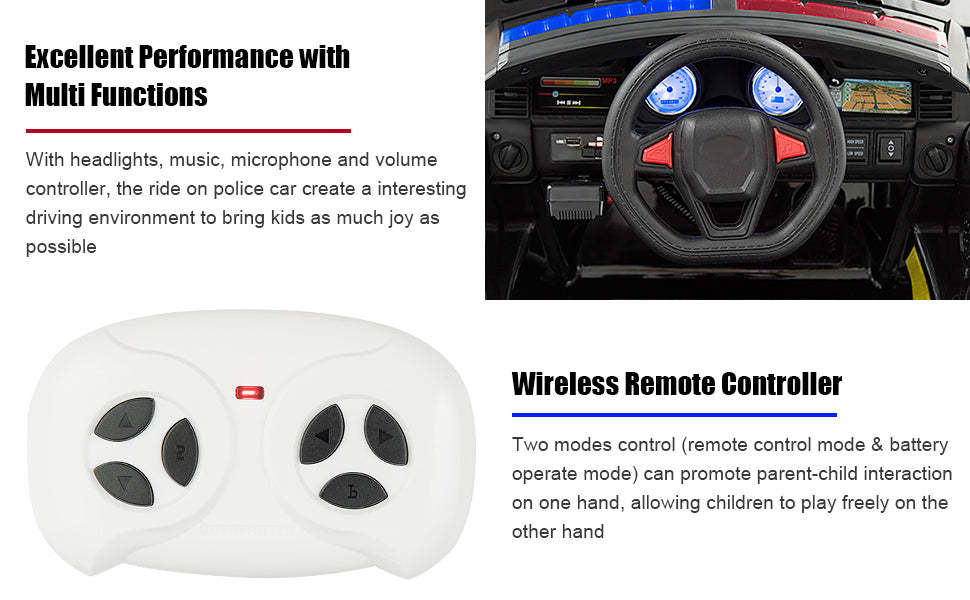 12V Battery Powered Kids Electric Ride On Police SUV Car with Remote Control