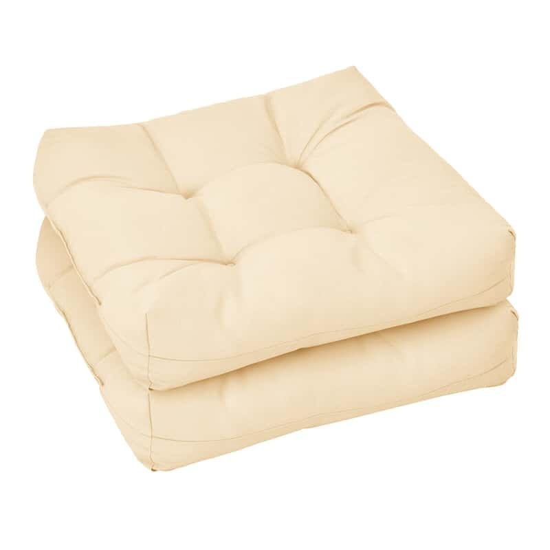 Set of 2 Waterproof Tufted Patio Chair Cushions with High Elasticity, 21" x 21" Deep Seat Square Pillows for Indoor & Outdoor Furniture