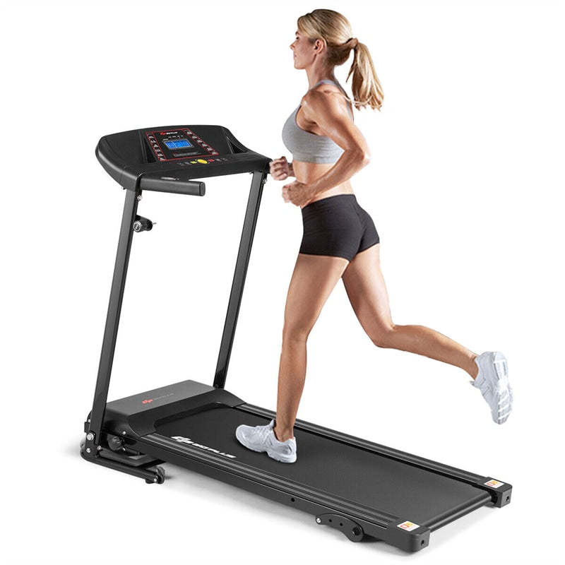 Electric Folding Treadmill with Adjustable Incline, LCD Display & Heart Rate Sensor, Quiet Compact Motorized Running Machine for Home Office Gym