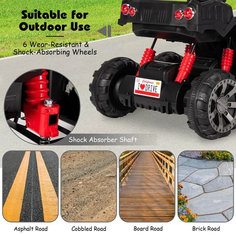 12V Kids Ride On ATV 6-Wheeler Electric Quad Car w/ 4WD & Trunk