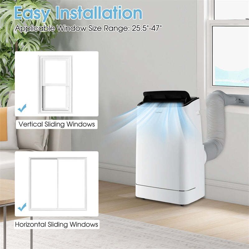 15000 BTU Portable Air Conditioner Built-in Dehumidifier & Heat, Auto Swing 4-in-1 AC Unit with Remote Control APP Control & Window Kit