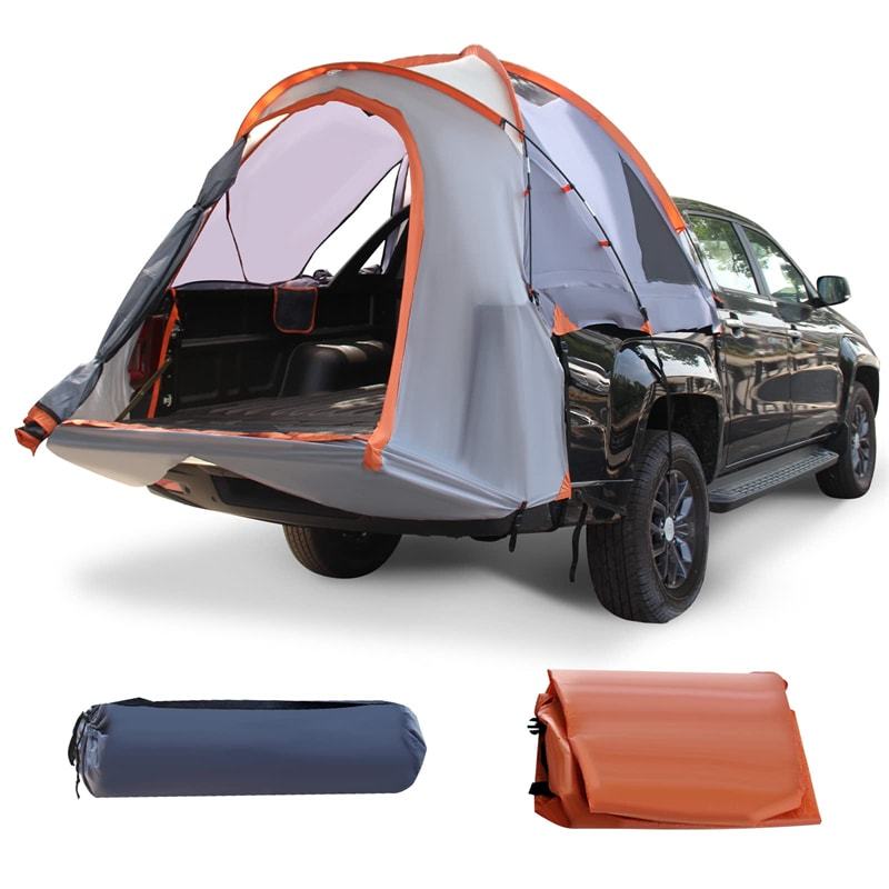 Waterproof Truck Bed Tent with Removable Rainfly, Mesh Windows & Carrying Bag, 2-Person Portable Pickup Tent for Camping, Travel, Hiking