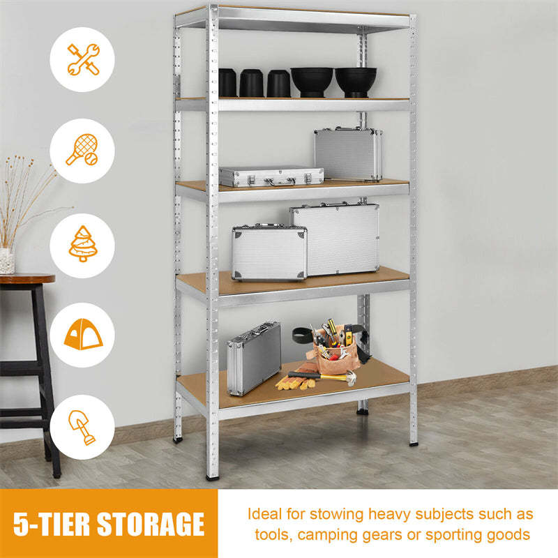5-Tier Heavy Duty Shelving Unit, 72" Adjustable Steel Storage Shelf Boltless Organizer Rack for Garage Warehouse Home Pantry, 2925LBS Capacity