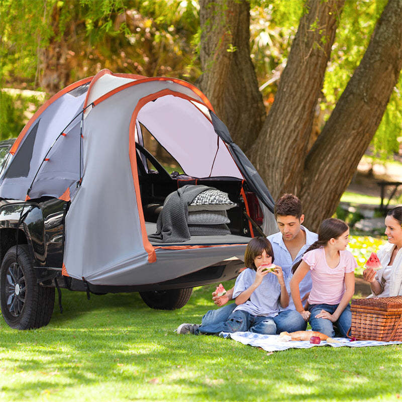 Waterproof Truck Bed Tent with Removable Rainfly, Mesh Windows & Carrying Bag, 2-Person Portable Pickup Tent for Camping, Travel, Hiking