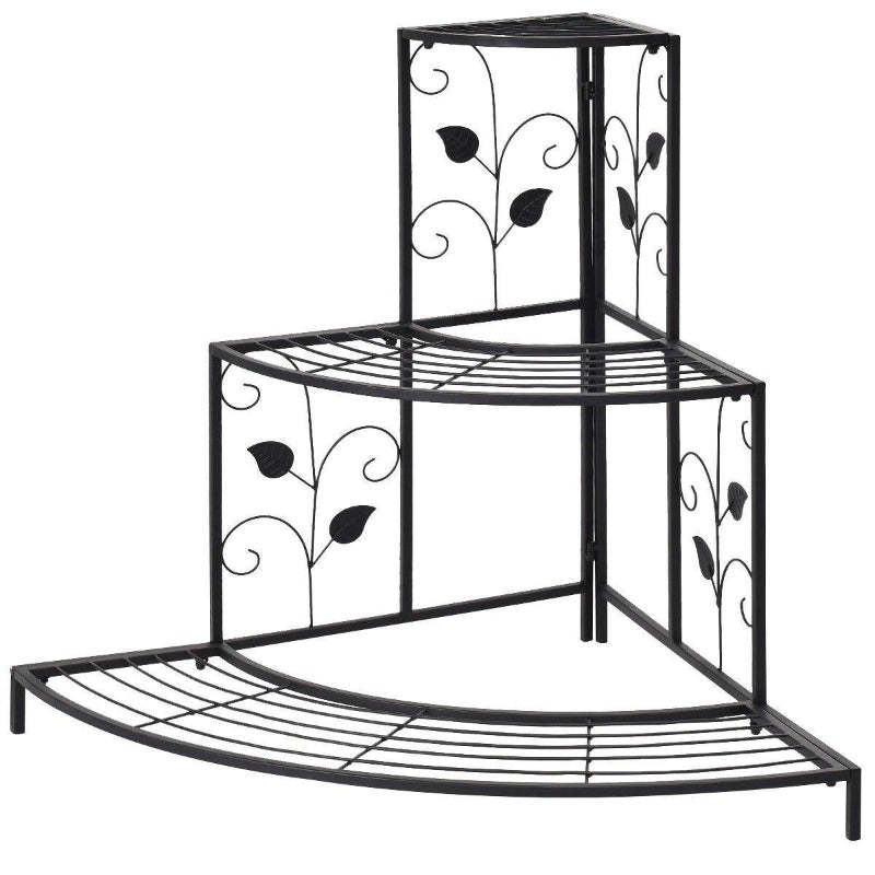 3 Tier Metal Corner Plant Stand Stair-Step Style Flower Pot Display Stand Ladder Plant Rack for Indoor Outdoor Use