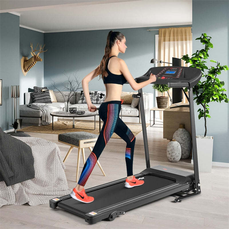 Electric Folding Treadmill with Adjustable Incline, LCD Display & Heart Rate Sensor, Quiet Compact Motorized Running Machine for Home Office Gym