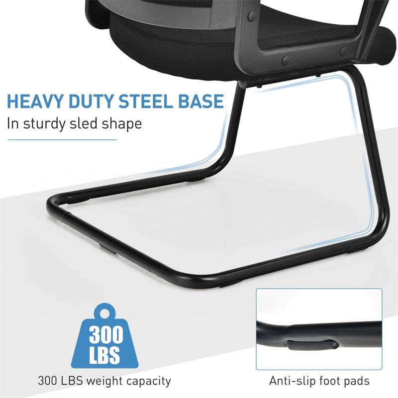 Mid Back Mesh Office Guest Chair Conference Chair with Adjustable Lumbar Support & Upholstered Seat