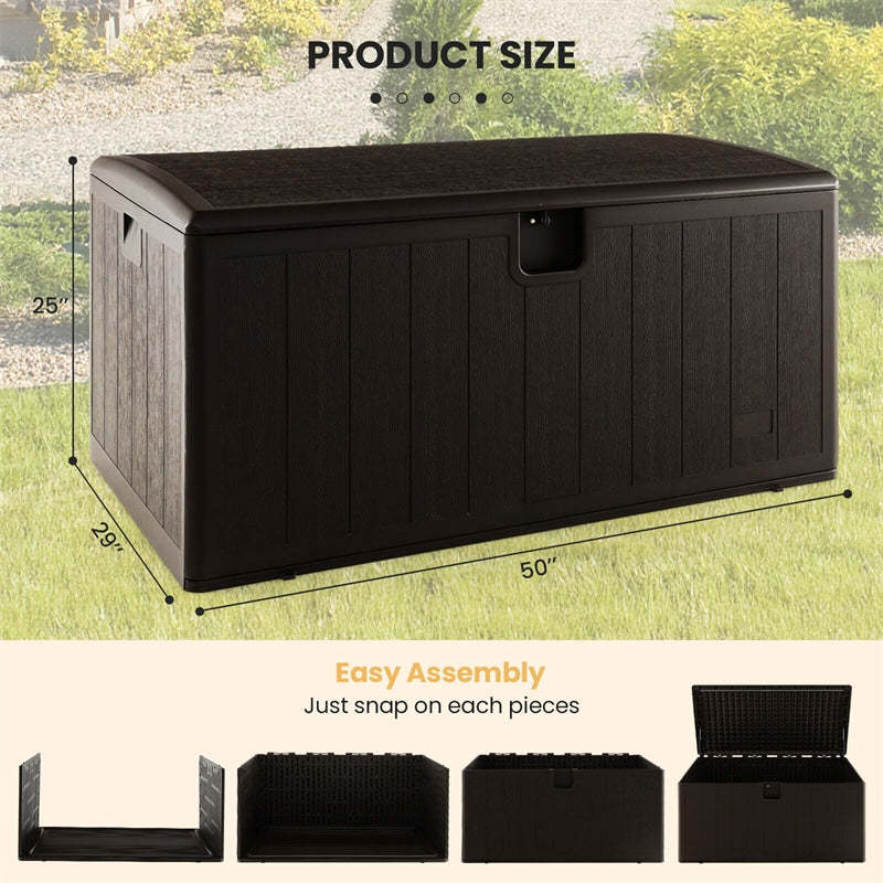 130 Gallon Patio Deck Box All Weather Outdoor Storage Container with Lockable Lid for Yard Garden