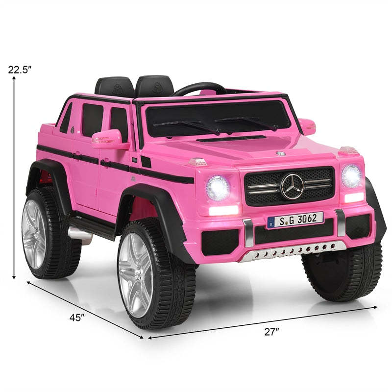 12V Kids Ride-On Truck, Licensed Mercedes Benz G650S Electric Car with Remote Control, Lights & Storage Box, Battery Vehicle Toy for Boys Girls