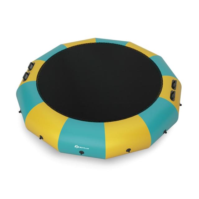 15FT Inflatable Water Trampoline, Recreational Water Bouncer with Electric Pump, Safety Ropes & Rope Ladder for Lake, Pool, Adults & Youth