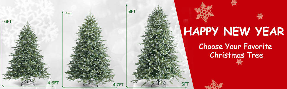 6ft Artificial Christmas Spruce Tree Feel Real Unlit Hinged Xmas Tree with 892 Mixed PE/PVC Branch Tips & Metal Stand