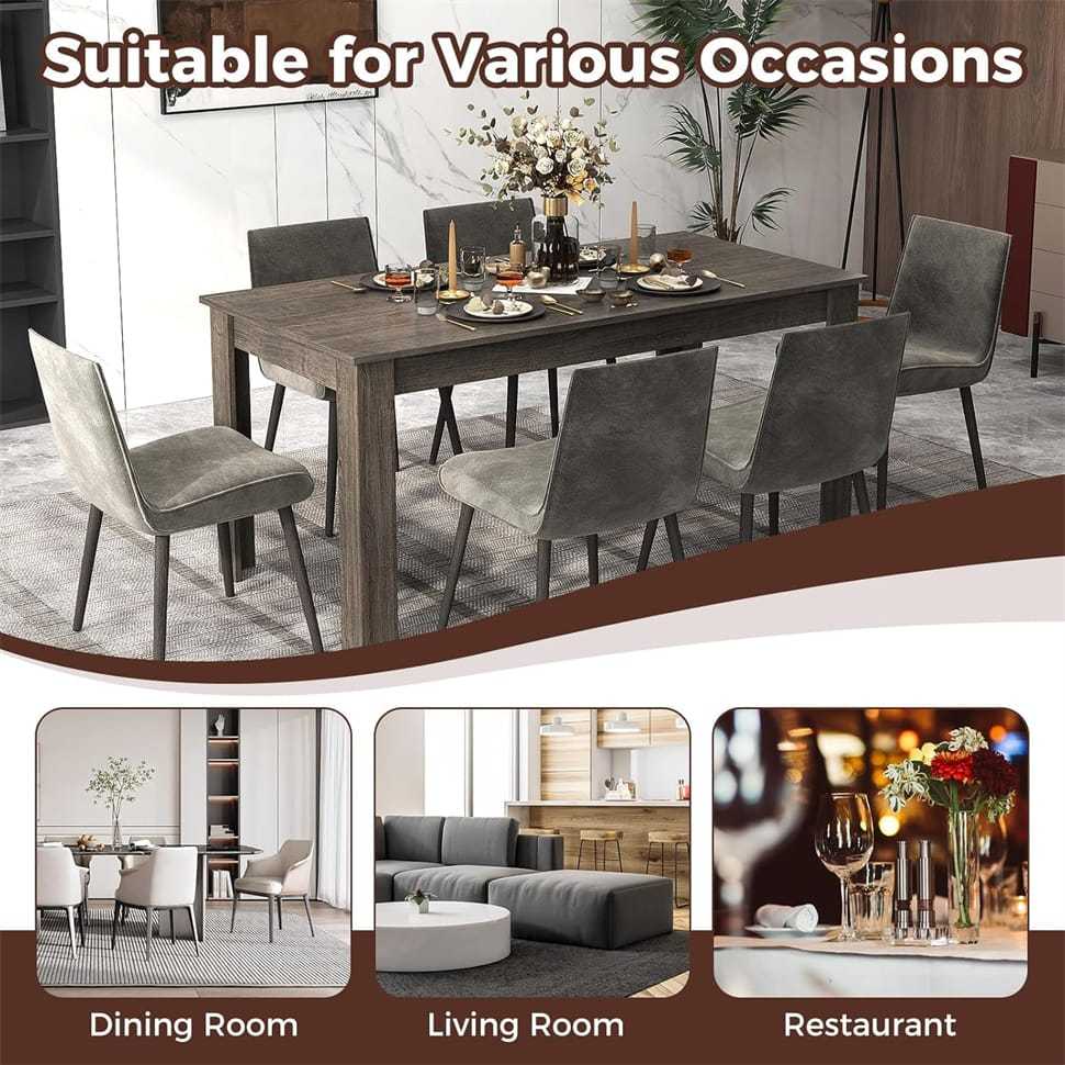 63" Rectangular Dining Table for 4-6 People, Farmhouse Wood Kitchen Table with Heavy Duty Legs, 330LBS Capacity for Living Room, Home Office