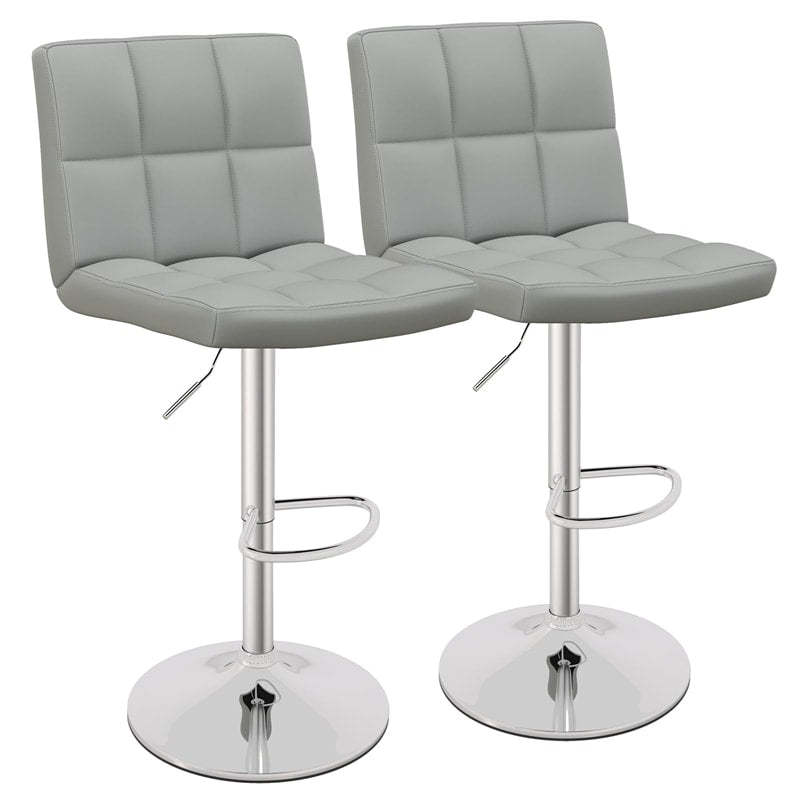 Swivel Bar Stools Set of 2 w/Adjustable Height & Back, Modern PU Leather Armless Counter Height Bar Chairs for Kitchen Island, Home Bar, Dining
