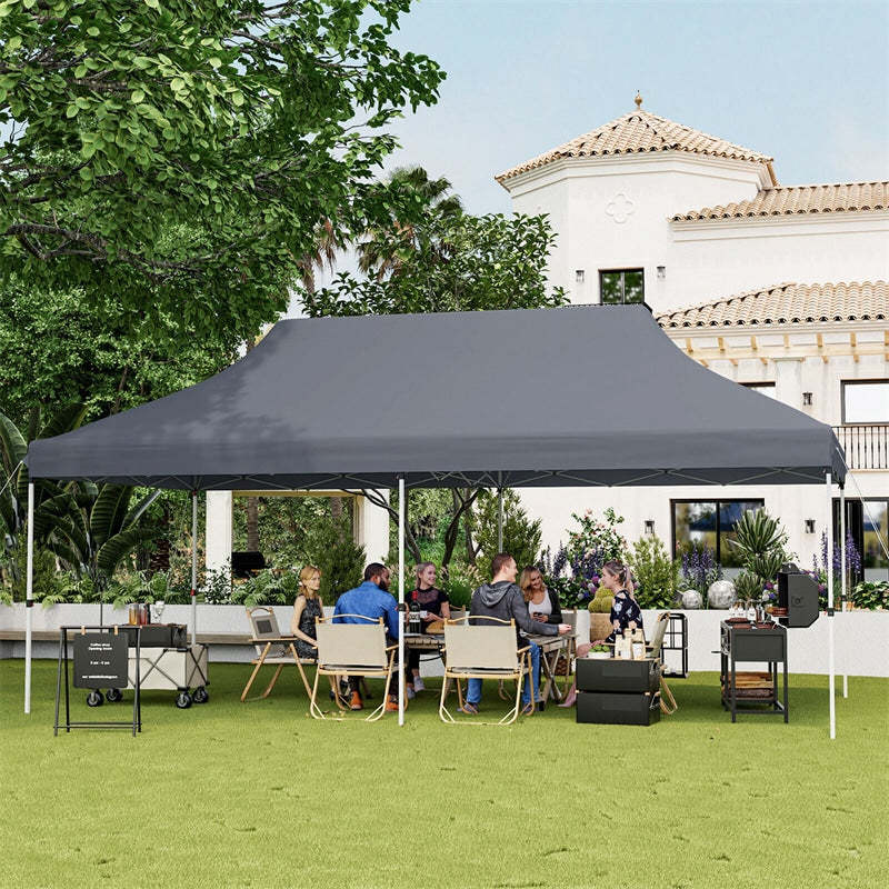 10 x 20FT Pop Up Canopy, Instant Setup Outdoor Canopy Tent with 6 Sandbags & Carrying Bag, UPF50+ Sun Protection Tent for Events, Camping