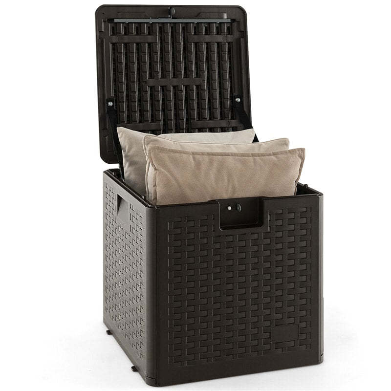 31 Gallon Resin Deck Box, Waterproof Outdoor Storage Box with Lockable Lid for Patio Furniture Cushions, Tools, Toys & Yard Accessories