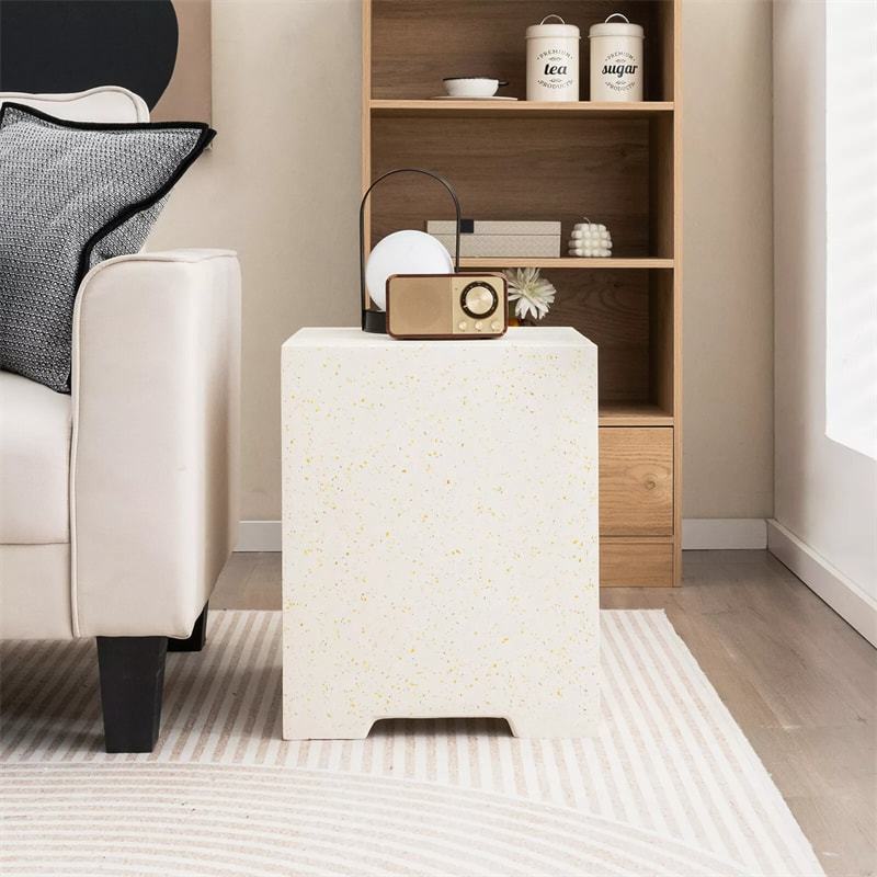16" Terrazzo Hideaway Propane Tank Cover Table 20 LBS Square Gas Tank Holder Side Table with Protective Cover & Side Handles for Gas Fire Pits