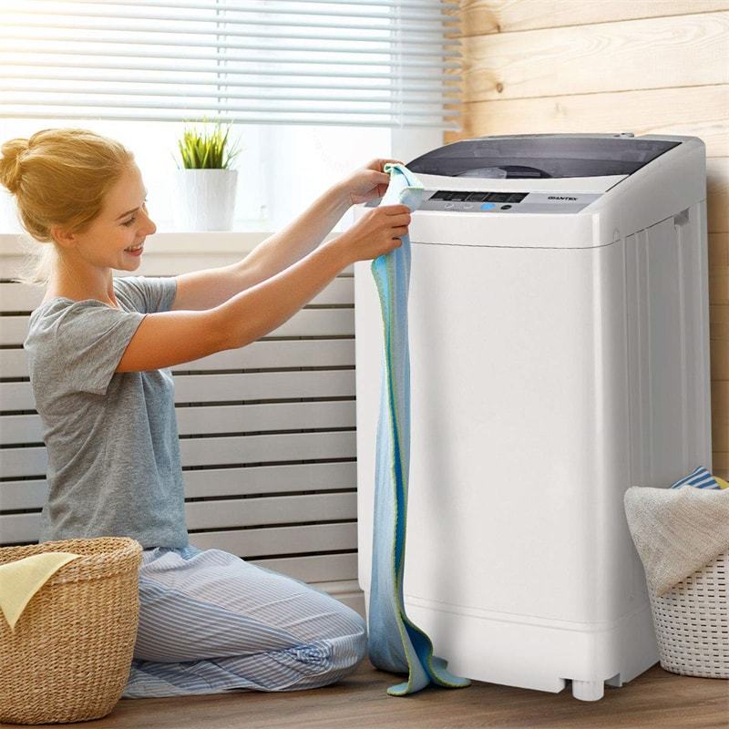 Full-Automatic Portable Washing Machine, 1.34 Cu.ft Compact Washer & Spin Dryer Combo with Drain Pump, 10 Programs, 12Lbs Capacity for Home Apartments