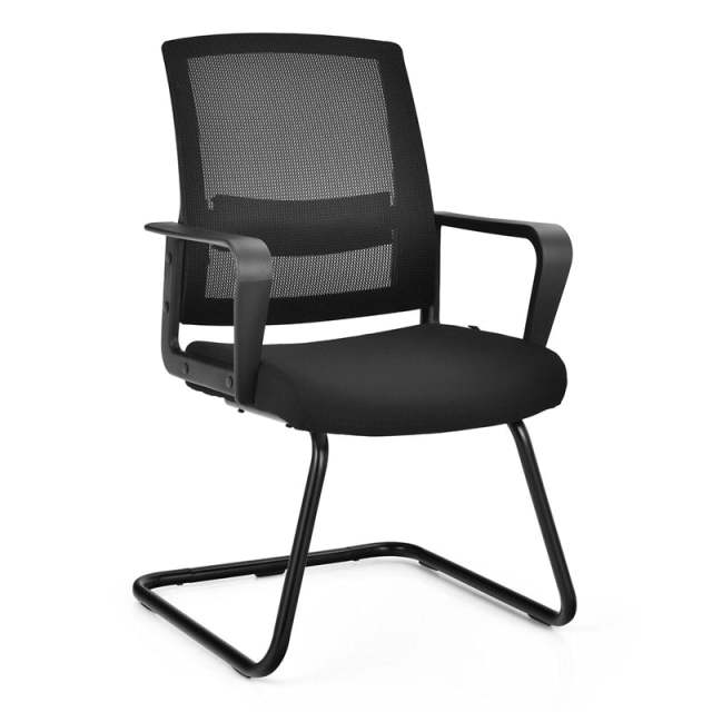 Mid Back Mesh Office Guest Chair Conference Chair with Adjustable Lumbar Support & Upholstered Seat