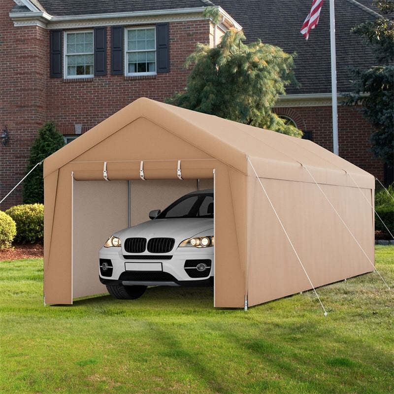 10' x 20' Heavy Duty Carport Canopy, Portable Garage Car Shelter Outdoor Storage Tent with Removable Sidewalls & 2 Roll-Up Zipper Doors for Truck SUV