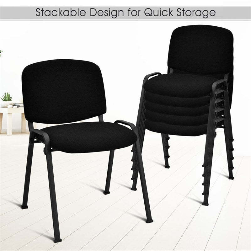 5-Pack Stackable Conference Chairs, Ergonomic Office Guest Chairs with Padded Cushion, Metal Frame, Stacking Reception Chair for Meeting, Waiting Room