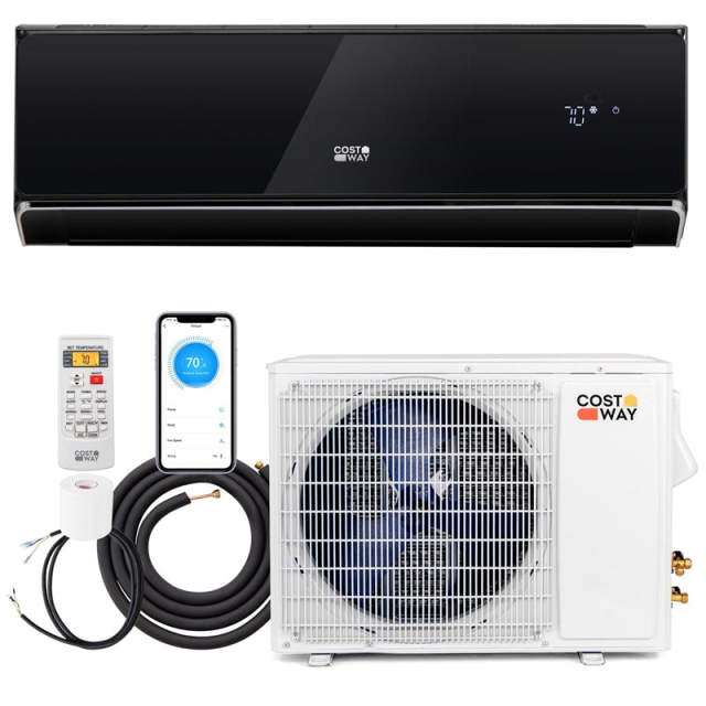 18000BTU Wifi Enabled Mini Split Air Conditioner & Heater, 21 SEER2 208-230V Wall Inverter Split AC Unit ECO Mode w/ Heat Pump, Installation Kit