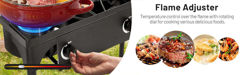 150000 BTU Double Burner Propane Cooker Outdoor Camping Stove BBQ Grill