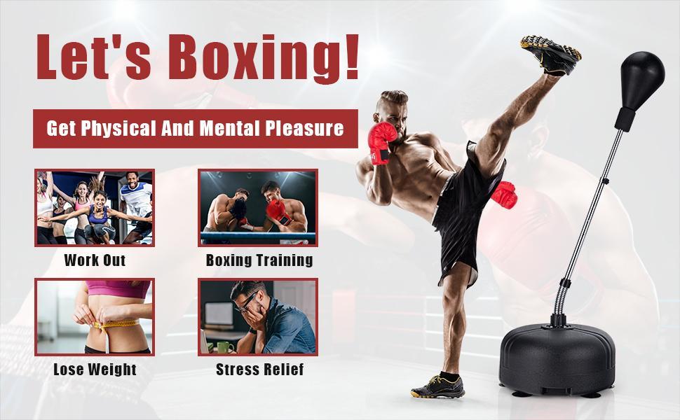 Adjustable Height Freestanding Punching Bag with Stand and Boxing Gloves for Adults Kids