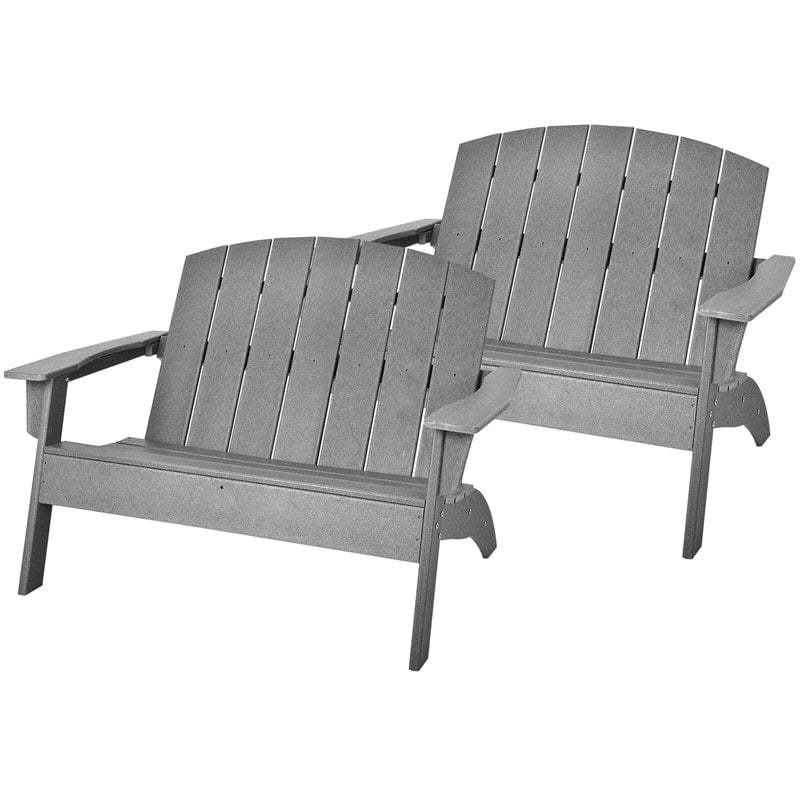 All-Weather HDPE Adirondack Loveseat Chair, Outdoor Adirondack Bench with Wide Armrests & 660 LBS Capacity for Patio, Garden, Backyard Fire Pit -he1