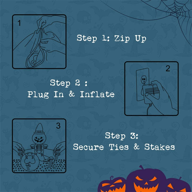 6 FT Inflatable Halloween Headless Skeleton with Blower Internal LED Bulbs