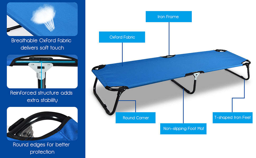 Folding Camping Bed Outdoor Portable Military Cot for Sleeping Hiking Travel