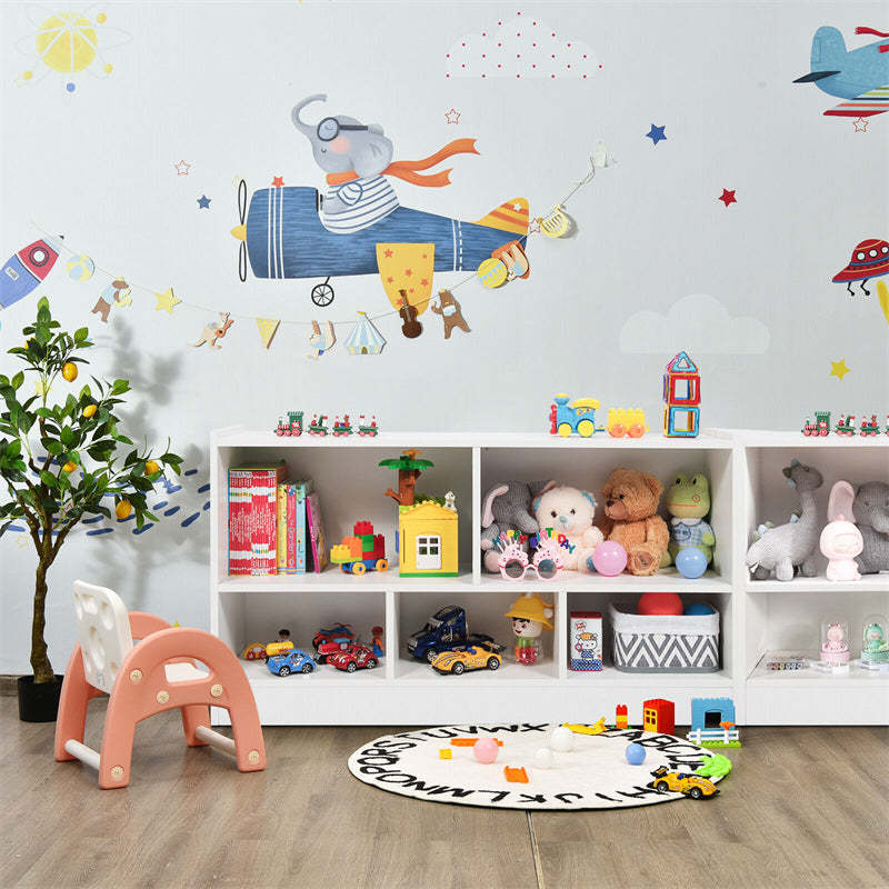 5-Cube Toy Storage Organizer Wood Cube Storage Organizer 2-Shelf Bookcase School Classroom Storage Shelves Daycare Cubbies