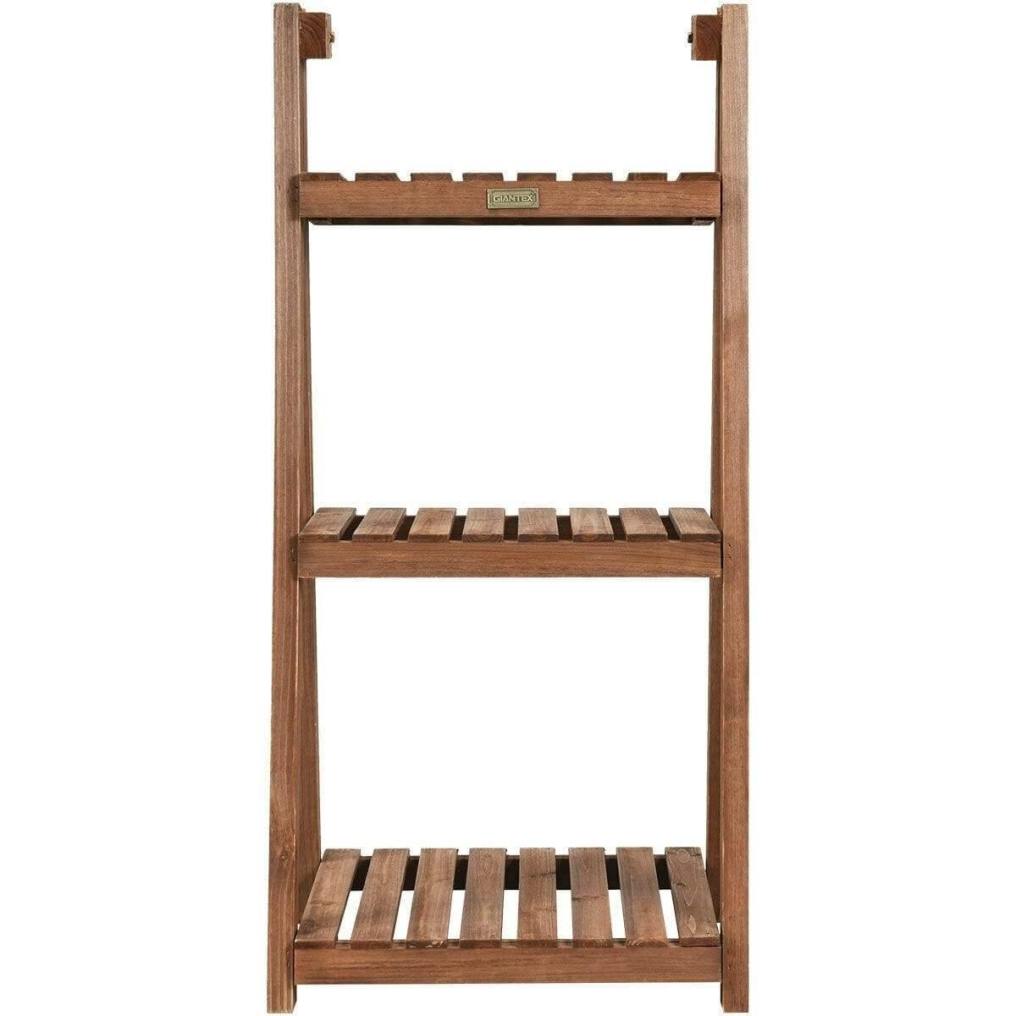 3-Tier Folding Wood Flower Stand Plant Rack Storage Display Shelf